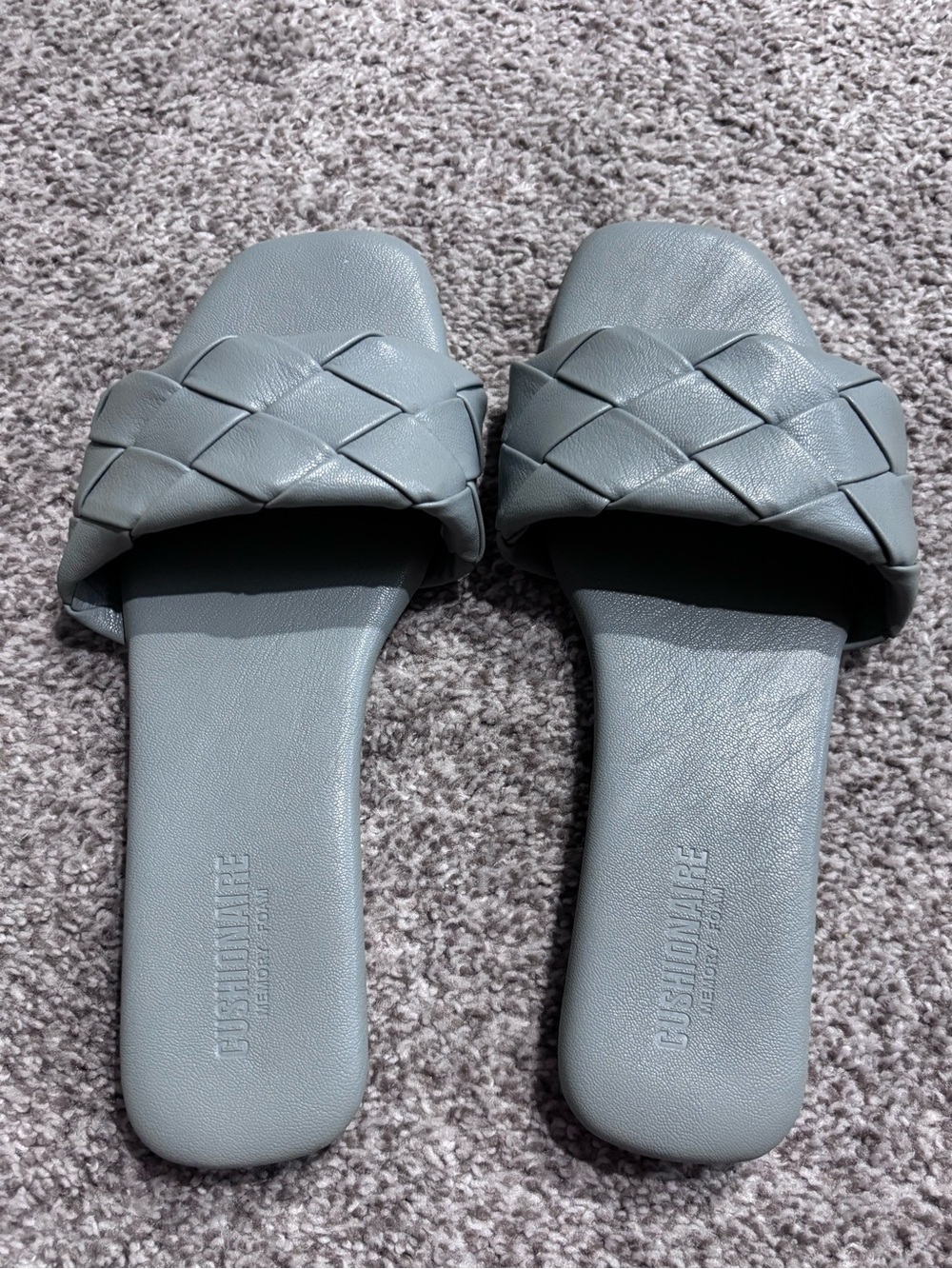 Woven Slide Sandals in Slate Gray by